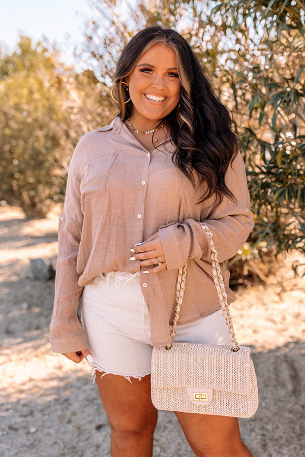 Sunny Saturday Shift Top In Warm Taupe Curves