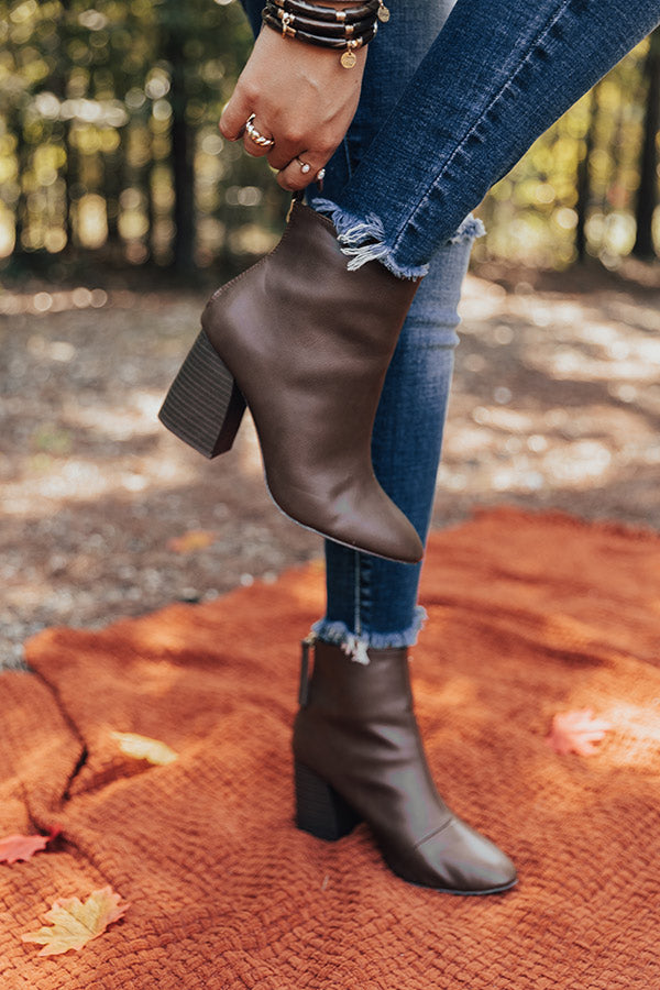 The Madeline Faux Leather Bootie In Brown