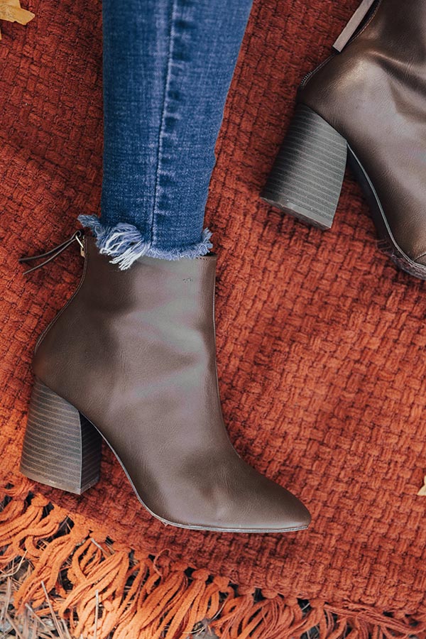 The Madeline Faux Leather Bootie In Brown