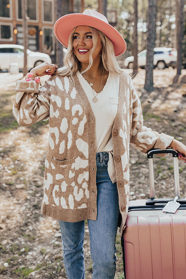 Maple Morning Leopard Cardigan In Brown