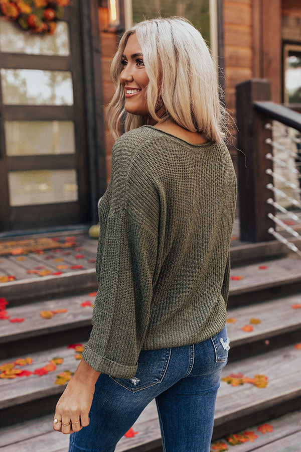 Cozy Cottage Knit Top In Olive Image - 1