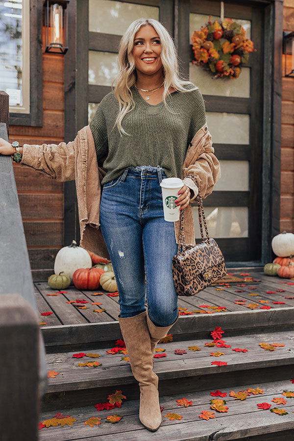 Cozy Cottage Knit Top In Olive Image - 1