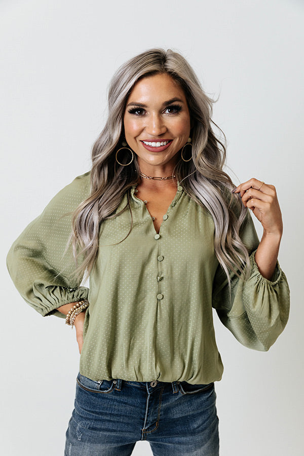 Everybody's Dancing Satin Top In Sage