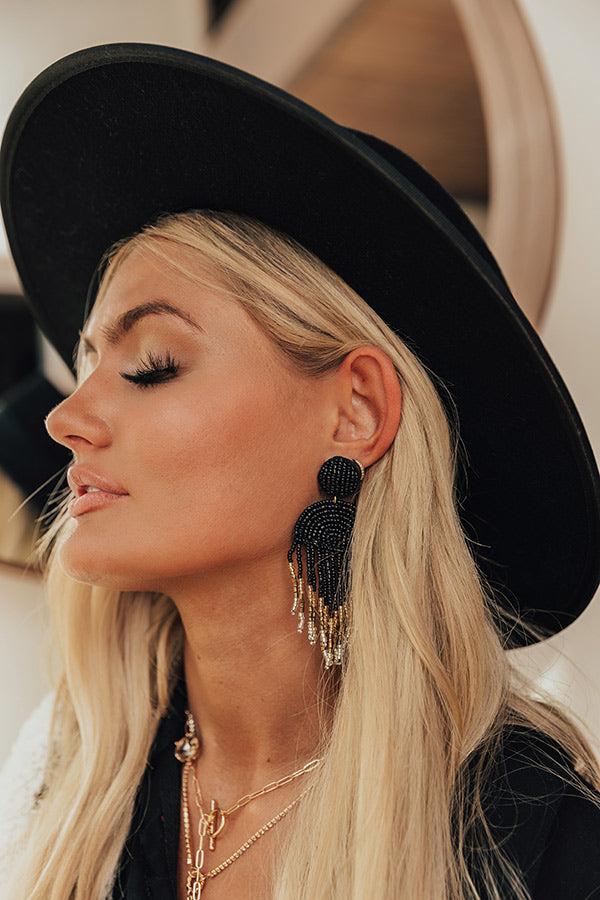 Feeling Ecstatic Beaded Earrings In Black