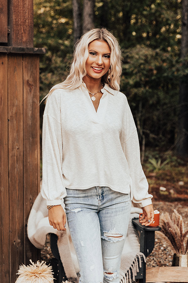 Salted Caramel Latte Shift Top In Cream