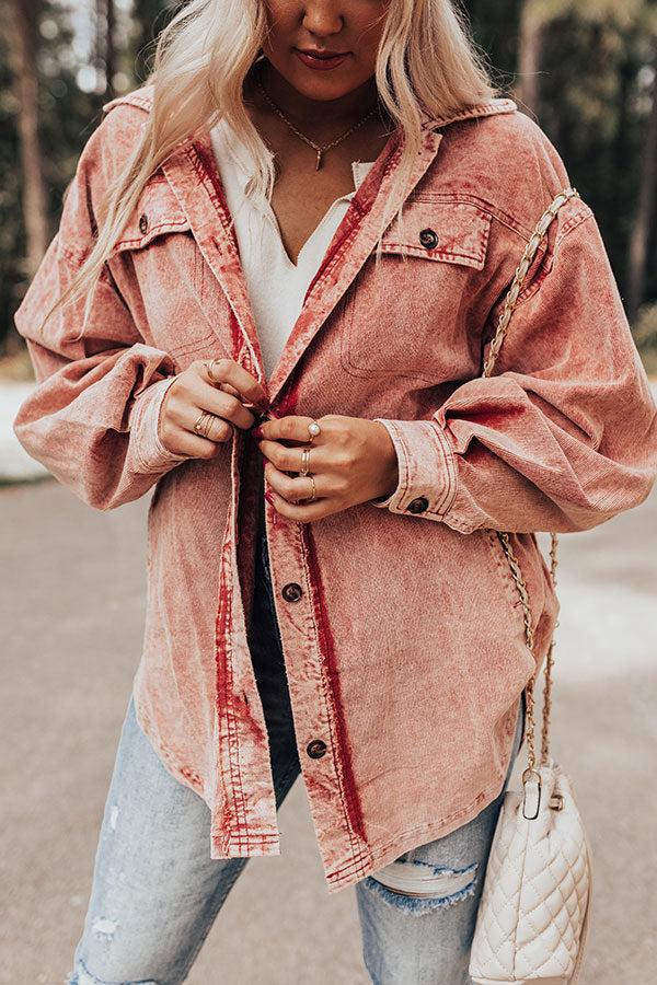 Powerful Pose Vintage Wash Corduroy Jacket in Aurora Red Image - 3