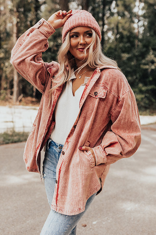 Powerful Pose Vintage Wash Corduroy Jacket in Aurora Red Image - 4