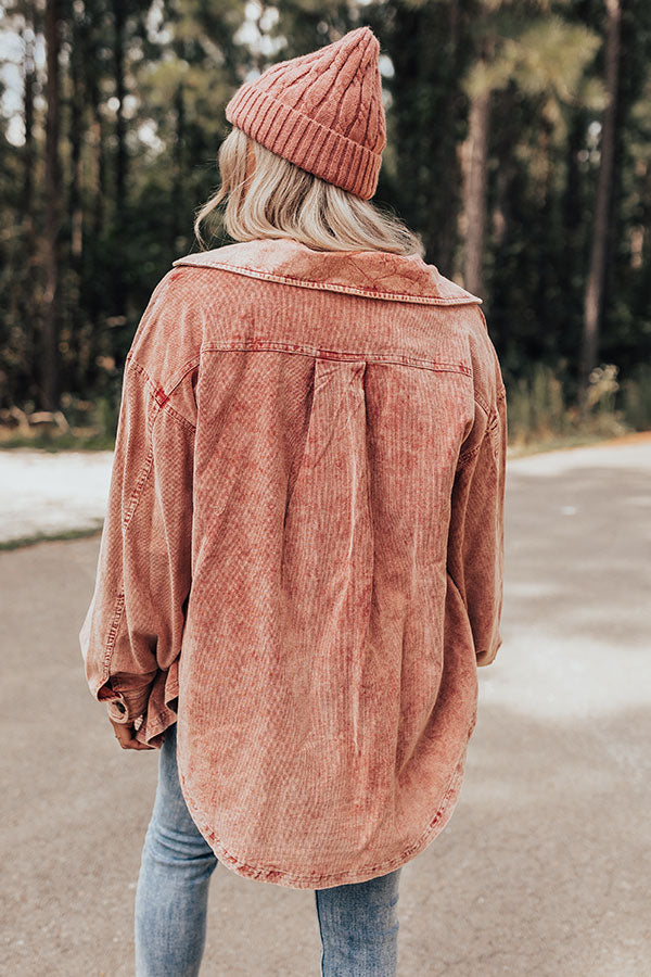 Powerful Pose Vintage Wash Corduroy Jacket in Aurora Red Image - 5