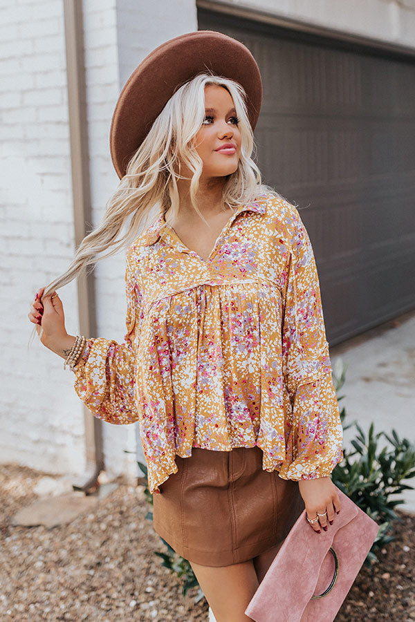 The Ivee Floral Babydoll Top in Mustard