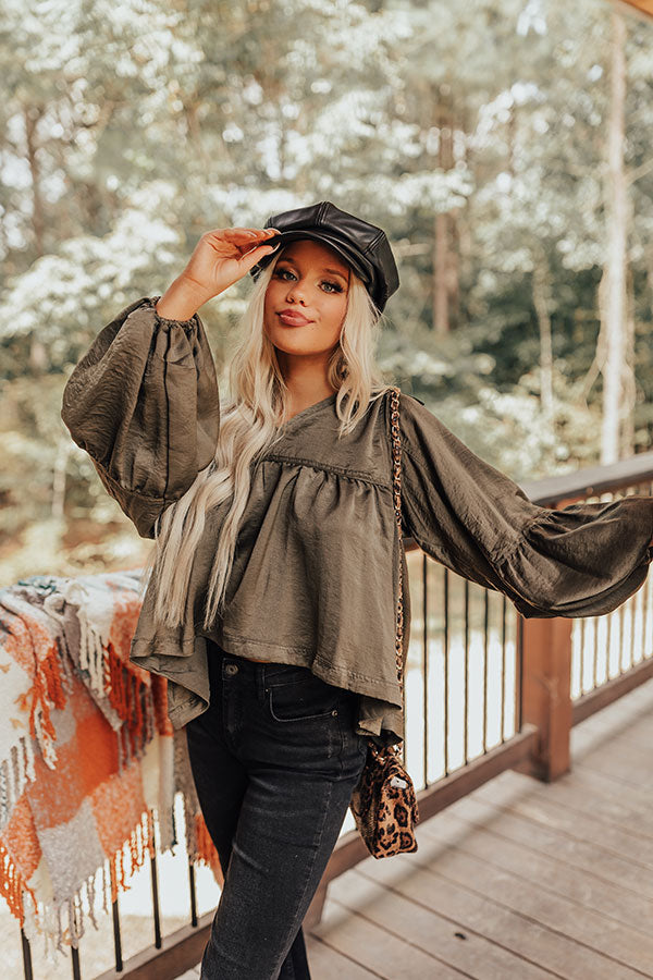 Luckiest Of All Shift Top In Martini Olive