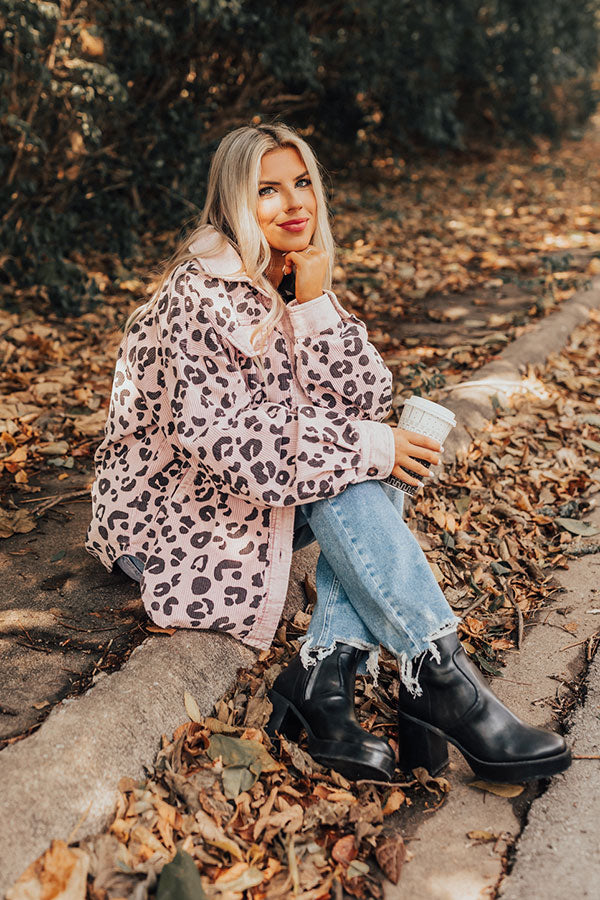 Good Outfit Day Corduroy Leopard Jacket in Blush