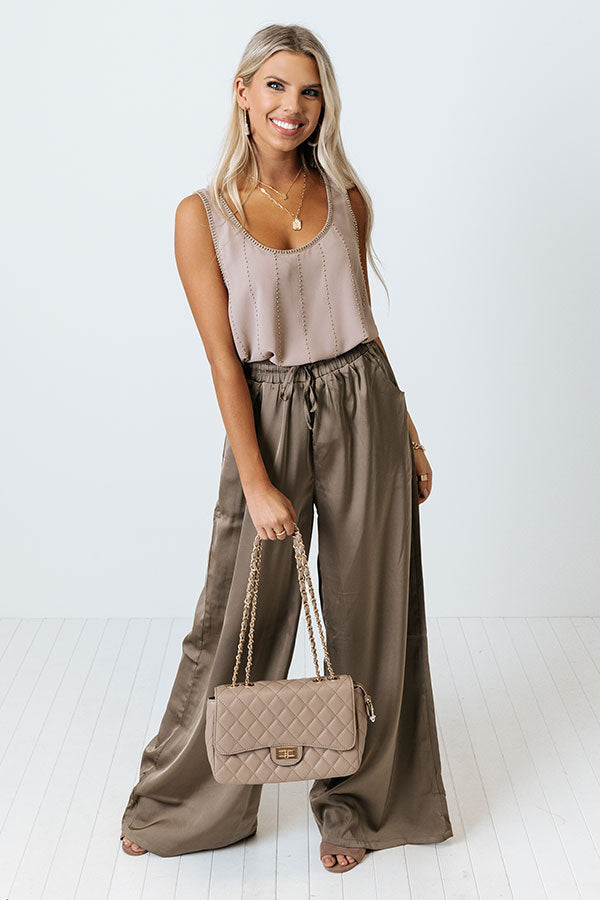 Future In Focus Satin Pants In Martini Olive