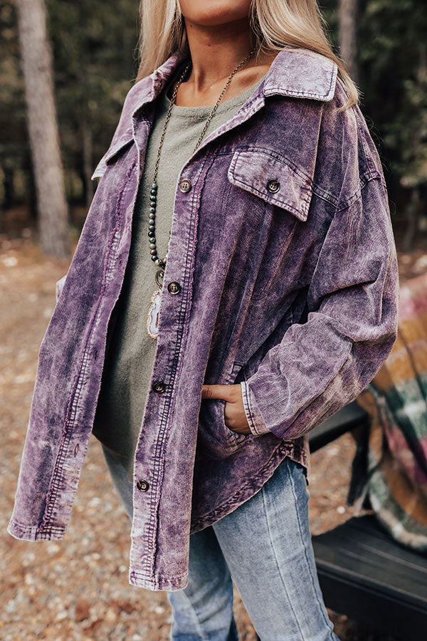 Powerful Pose Vintage Wash Corduroy Jacket In Lavender Image - 3