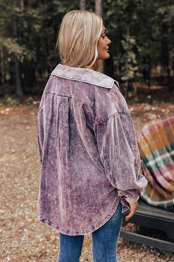 Powerful Pose Vintage Wash Corduroy Jacket In Lavender Image - 4