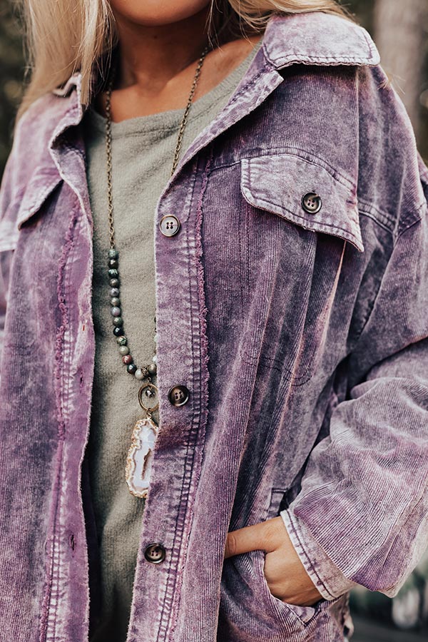 Powerful Pose Vintage Wash Corduroy Jacket In Lavender Image - 5