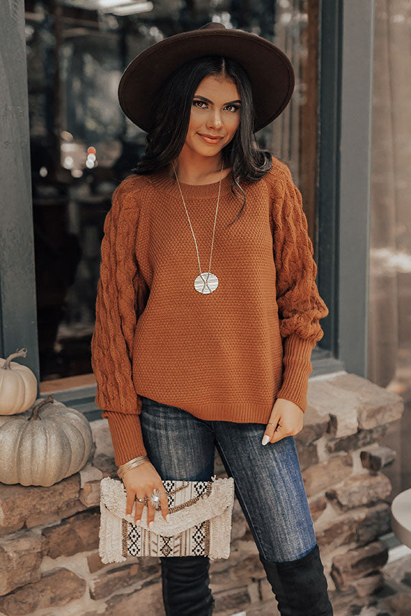 Rooftop Bash Knit Sweater In Dark Camel • Impressions Online Boutique