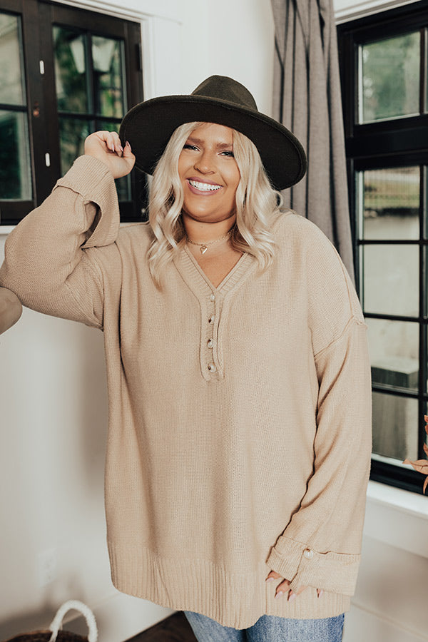 Autumn Affair Knit Sweater In Iced Latte Curves