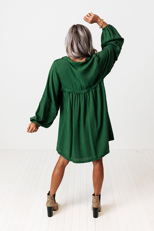 dark green smock dress Dark Green Cotton Plaid Round Neck Long Sleeve Smocked Dress