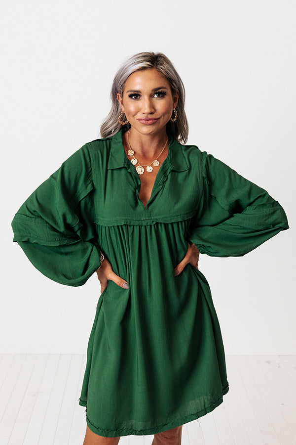 Style Code Babydoll Dress in Hunter Green Style Code Babydoll Dress in Hunter Green