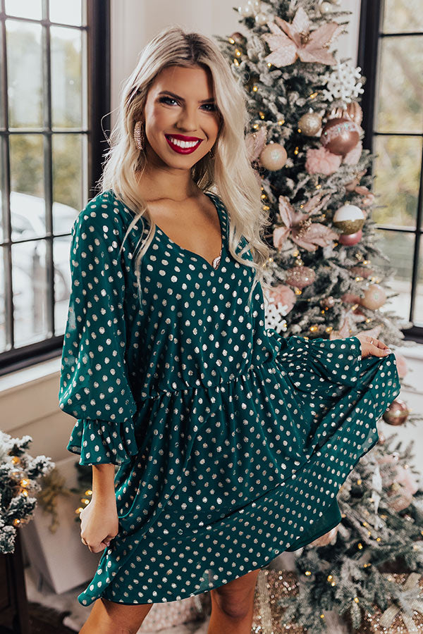 Love This Feeling Polka Dot Dress in Hunter Green Love This Feeling Polka Dot Dress in Hunter Green
