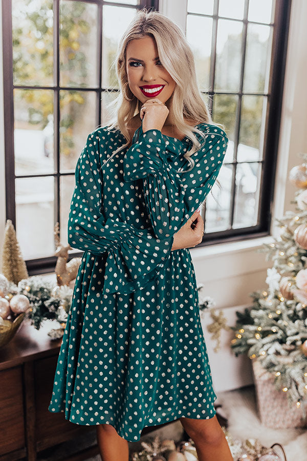 Love This Feeling Polka Dot Dress in Hunter Green