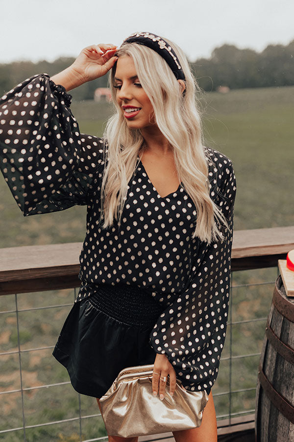 Style A La Mode Polka Dot Shift Top in Black