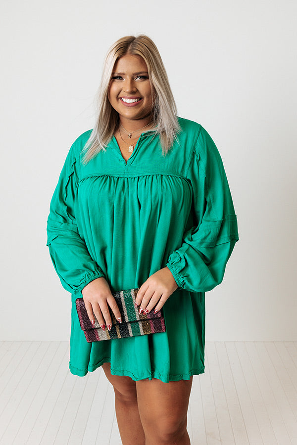 emerald green smock dress Hyacinth House Emerald Green Eliza Midi Dress Emerald Green / L