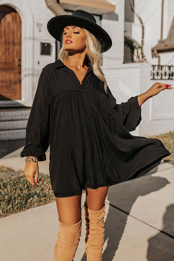 long black babydoll dress JSKUMAR Lantern Long Sleeve Dress for Women V Neck Tunic High Waist Tiered Knee Length Ruffled Babydoll Mini Dress Summer 2025 Black,M, Women's, Size: