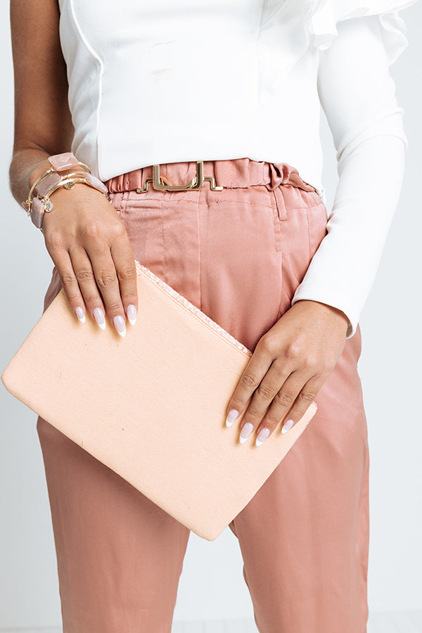 Nude Beaded Clutch Purse