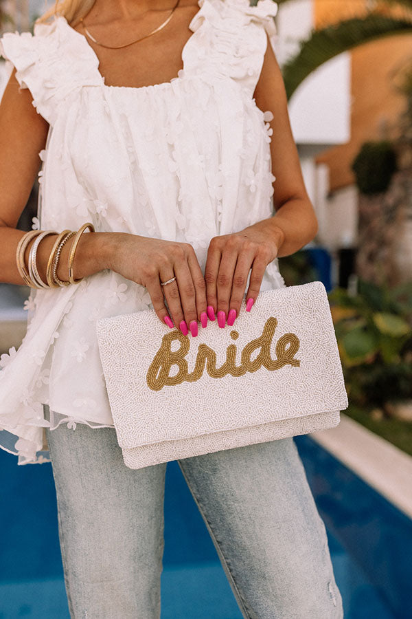 Bride Beaded Clutch In Gold
