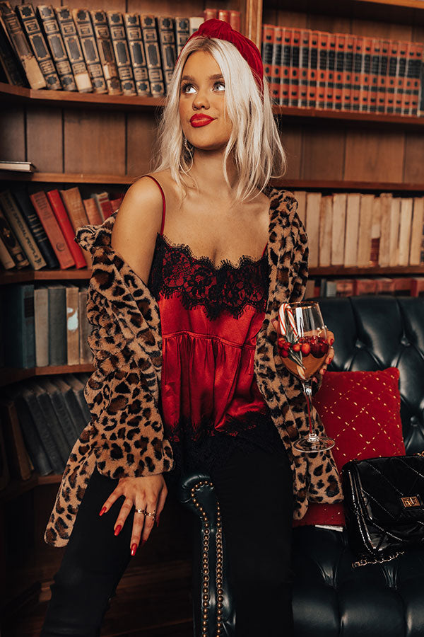 The Sansa Lace Trim Tank In Red