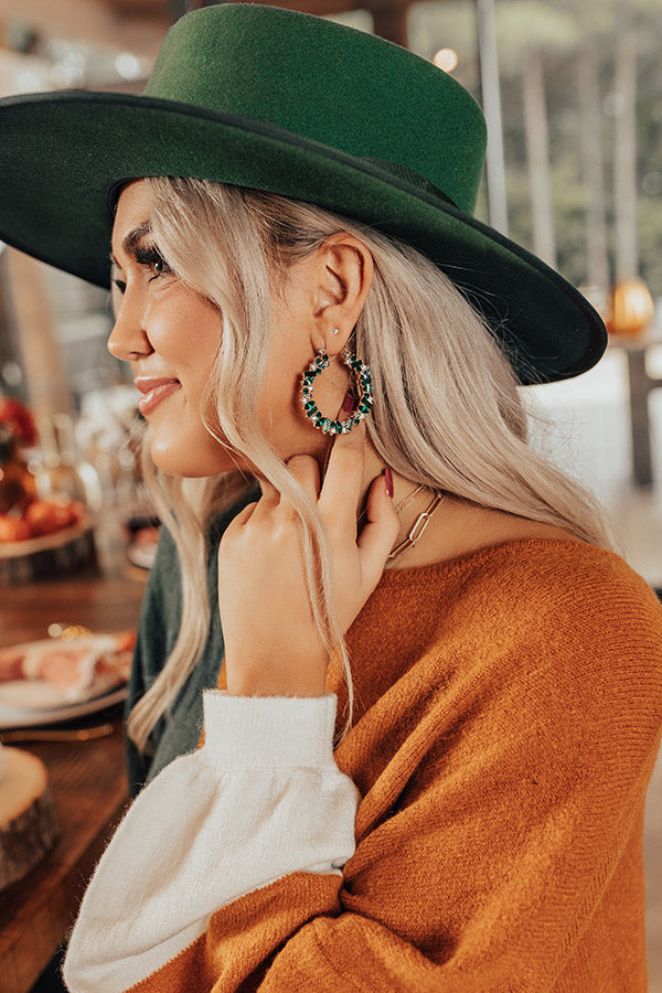 Gala Evening Hoop Earrings In Green
