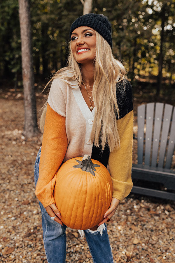 Cozy Code Color block Cardigan In Black