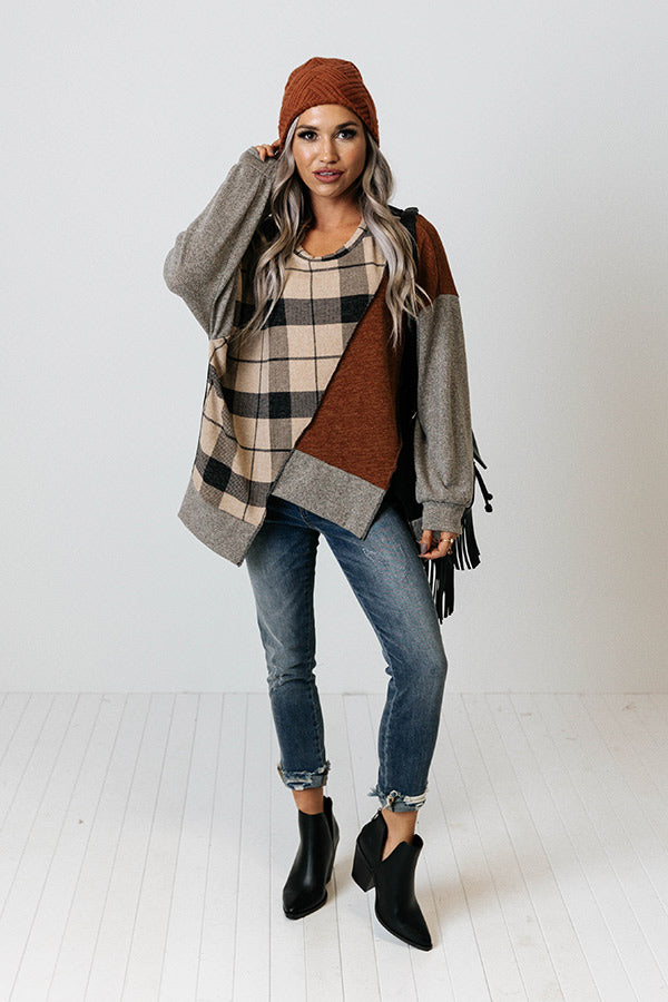 Espressos On Me Plaid Color Block Top Image - 1