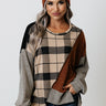 Espressos On Me Plaid Color Block Top Image - 1
