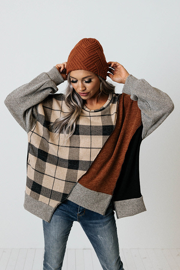 Espressos On Me Plaid Color Block Top Image - 1