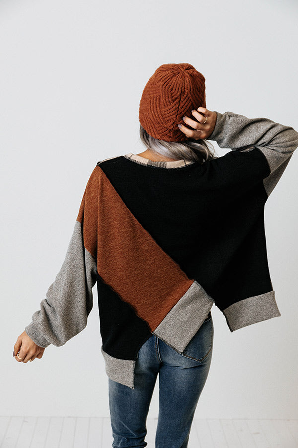 Espressos On Me Plaid Color Block Top Image - 1