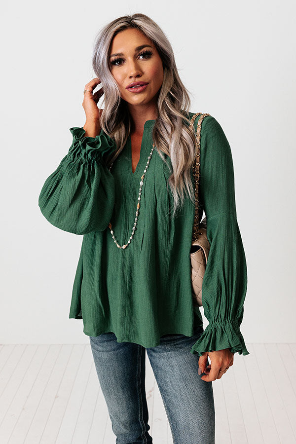 Santa Cruz Chic Shift Top In Hunter Green