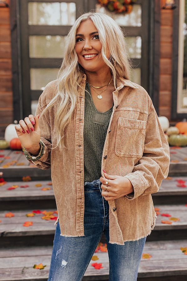 Corduroy Cutie Button Up Top In Khaki
