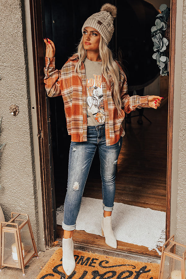 Fall Time On My Mind Plaid Button Up