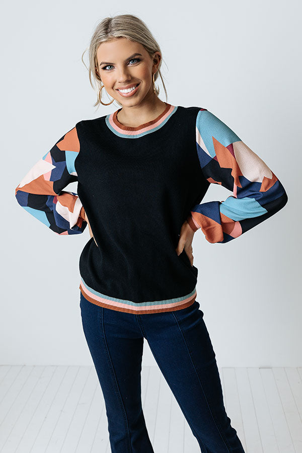 Dating Game Sweater Top in Black