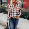 Cozy Accord Plaid Top in Rust Image - 1