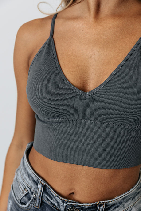 Cute Calling Long Line Bralette In Grey • Impressions Online Boutique