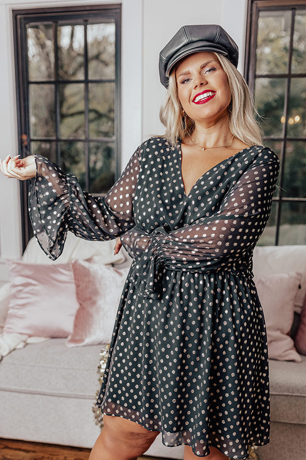 Love This Feeling Polka Dot Dress in Black Curves