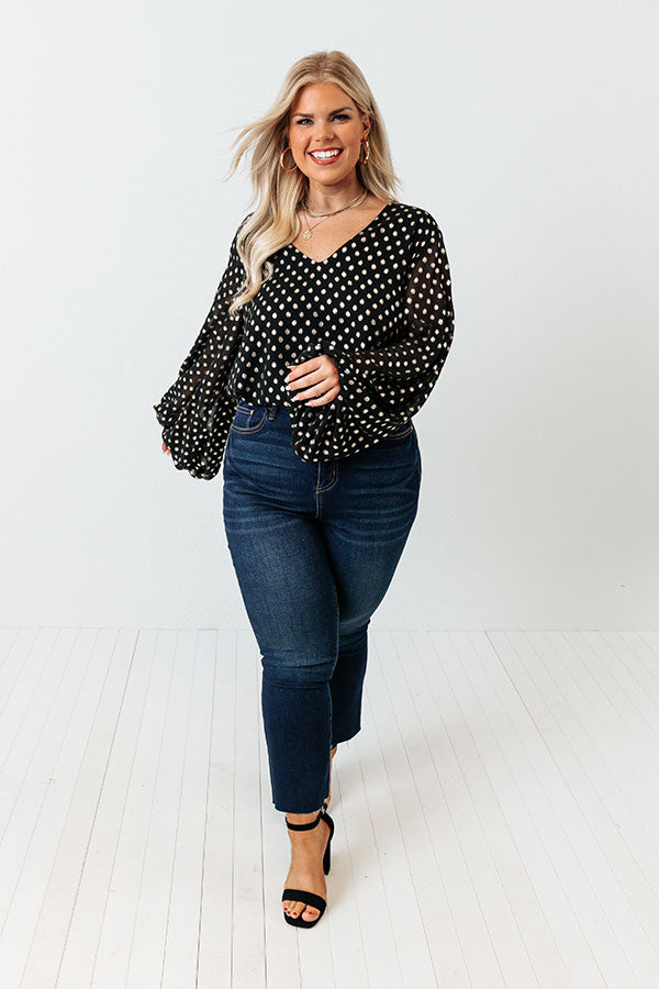 Style A La Mode Polka Dot Shift Top in Black Curves • Impressions ...