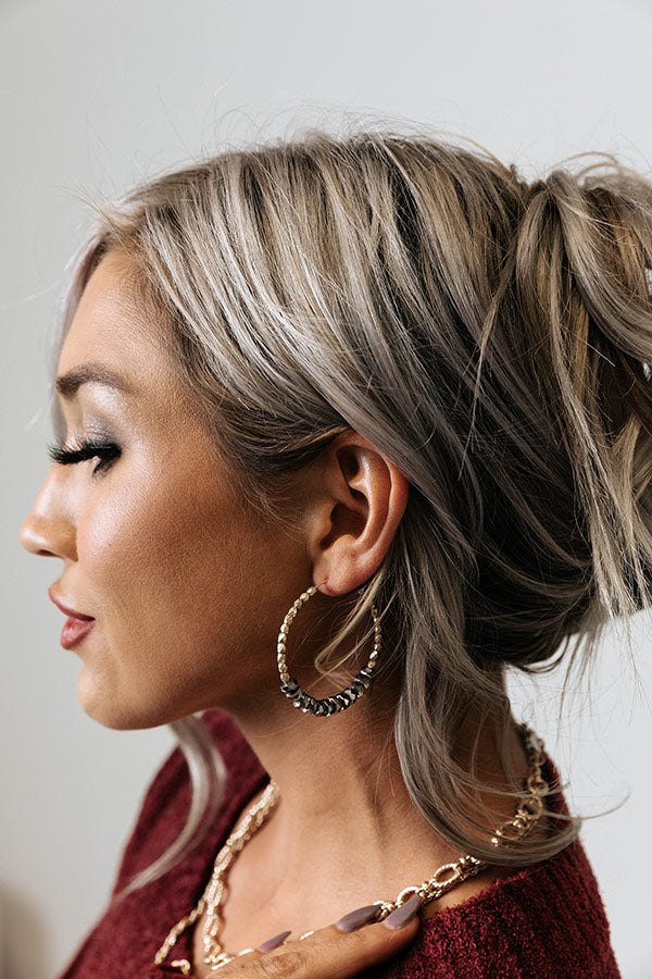 Genuine Love Hoop Earrings In Dark Grey