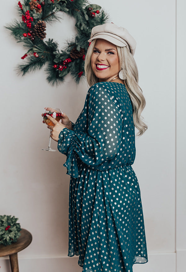 Love This Feeling Polka Dot Dress in Hunter Green Curves Love This Feeling Polka Dot Dress in Hunter Green Curves