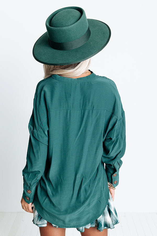 Balcony Nights Shift Top In Hunter Green