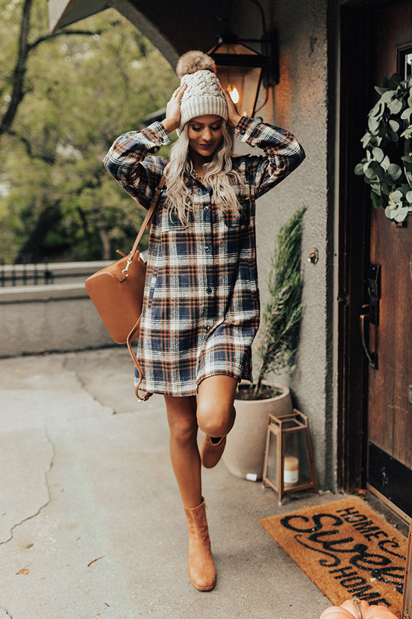 Central Park Perks Plaid Dress In Navy Central Park Perks Plaid Dress In Navy