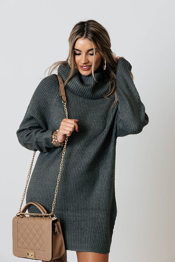 Country Cottage Knit Sweater Dress In Dark Grey Image - 1